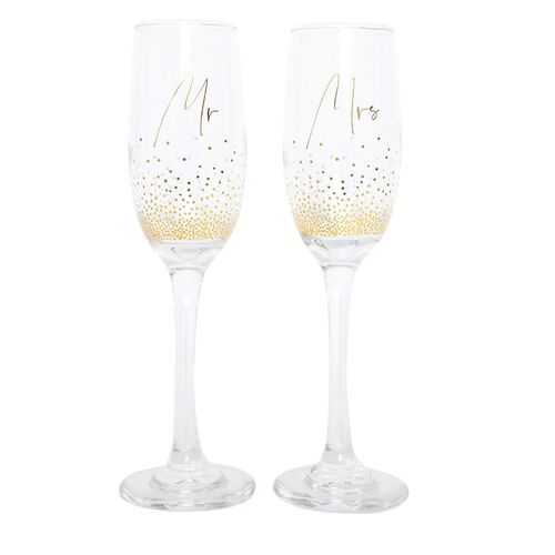 Wedding Champagne Flute Set by Splosh - Mr & Mrs