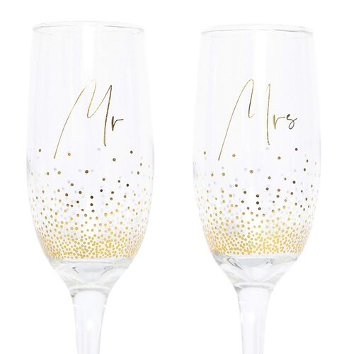 Wedding Champagne Flute Set by Splosh - Mr & Mrs