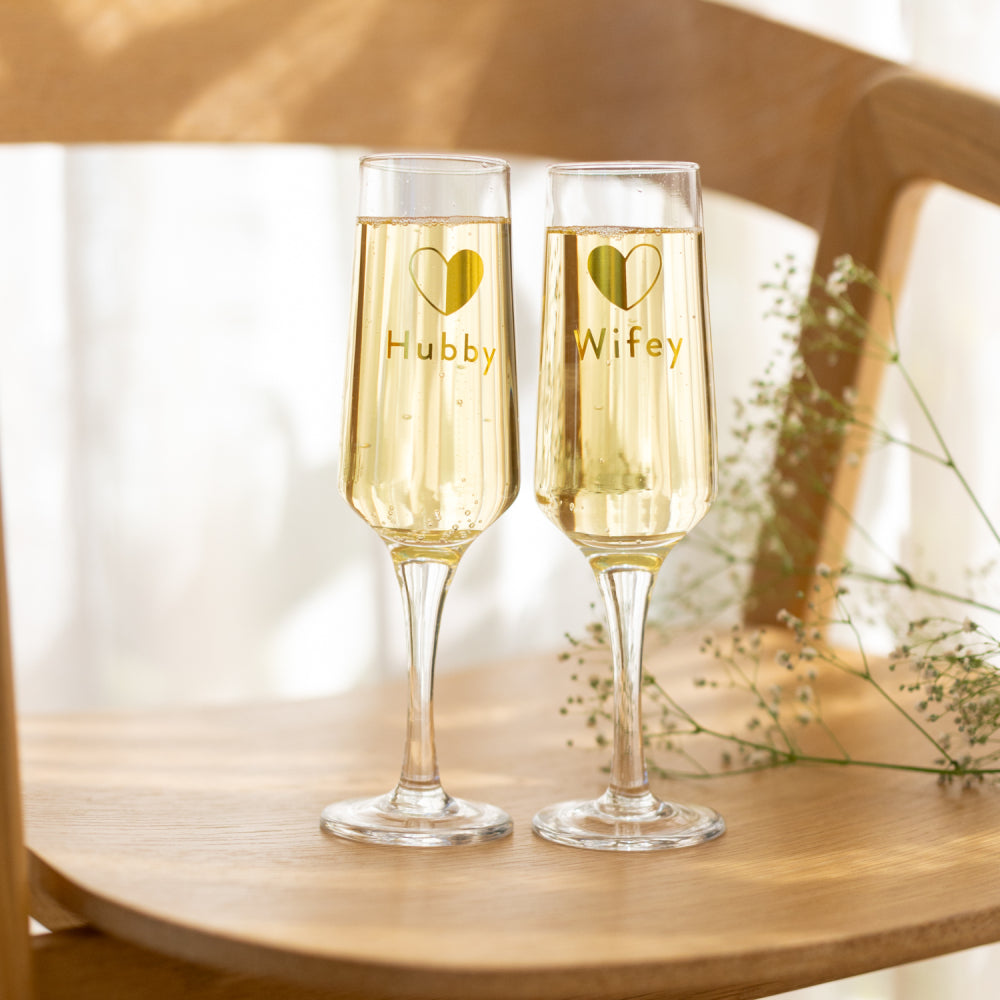 Splosh Wedding & Anniversary - Wifey & Hubby Wine Glass Set