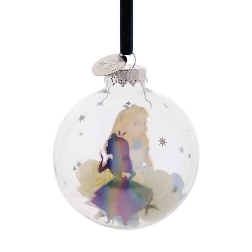 Disney D100 Christmas By Widdop And Co Glass Bauble - Alice In Wonderland