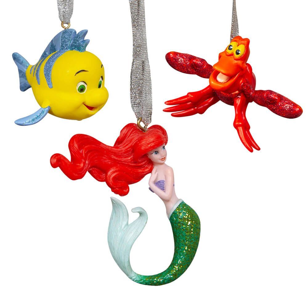 Disney Christmas By Widdop And Co Hanging Ornaments - Little Mermaid Set Of 3