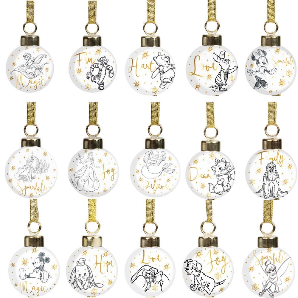Disney Christmas By Widdop And Co Ceramic Mini Baubles Set Of 15