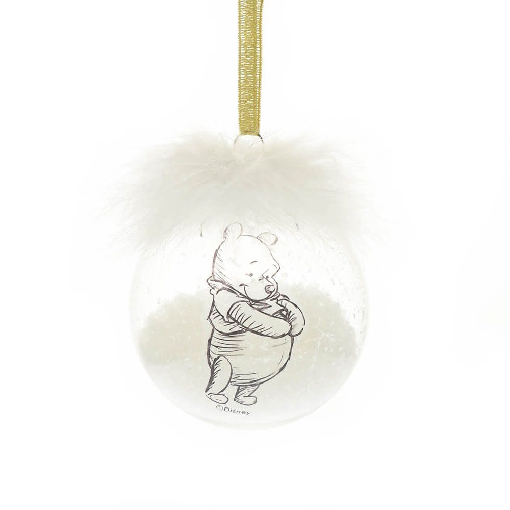 Disney Christmas By Widdop And Co Bauble - Feather Glass Pooh & Piglet