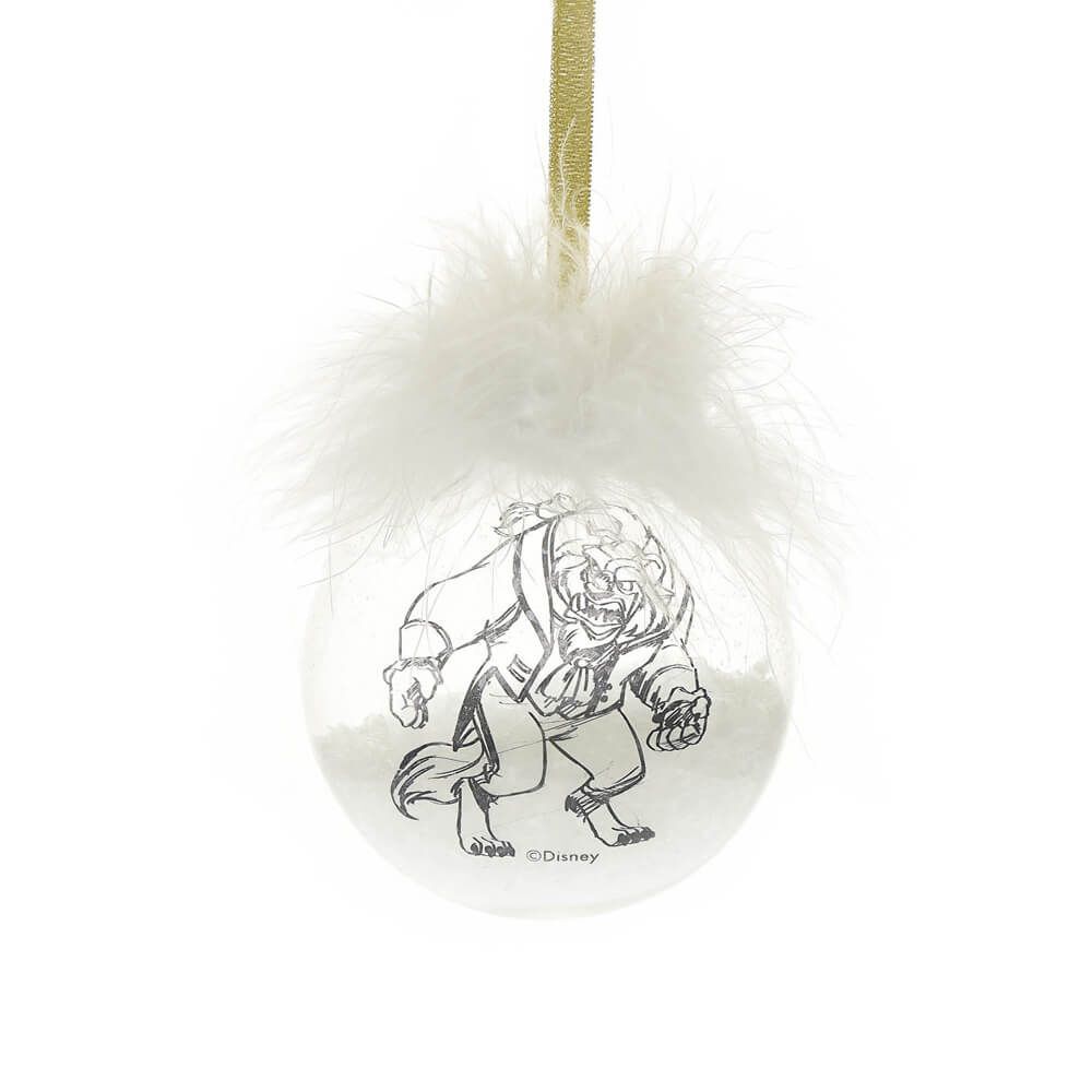 Disney Christmas By Widdop And Co Bauble - Feather Glass Belle & Beast