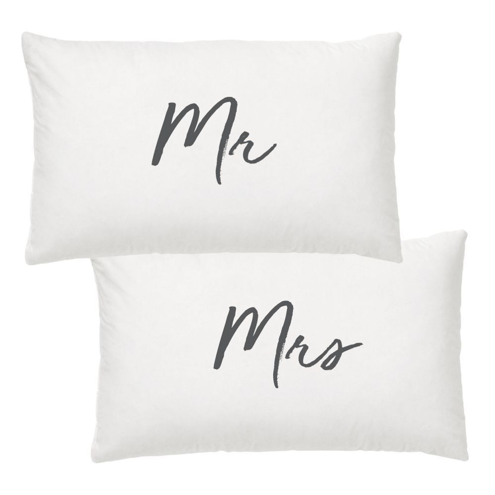 Wedding Mr & Mrs Pillow Case Set by Splosh
