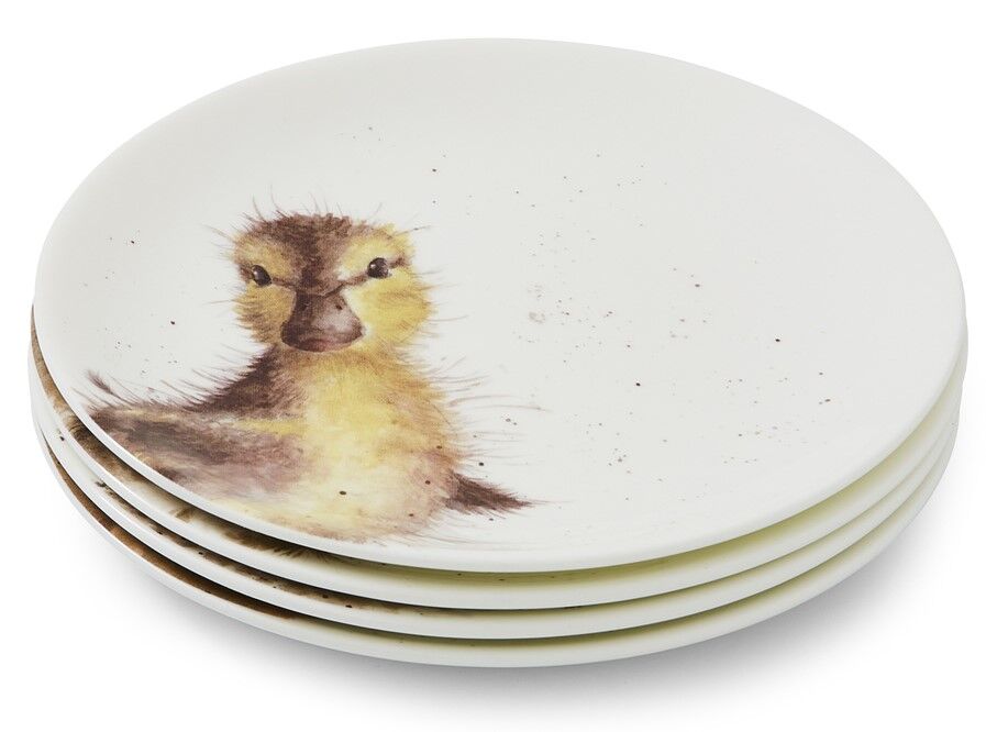 Royal Worcester Wrendale Designs Coupe Plates - Cow, Donkey, Duckling, Sheep (Set of 4)