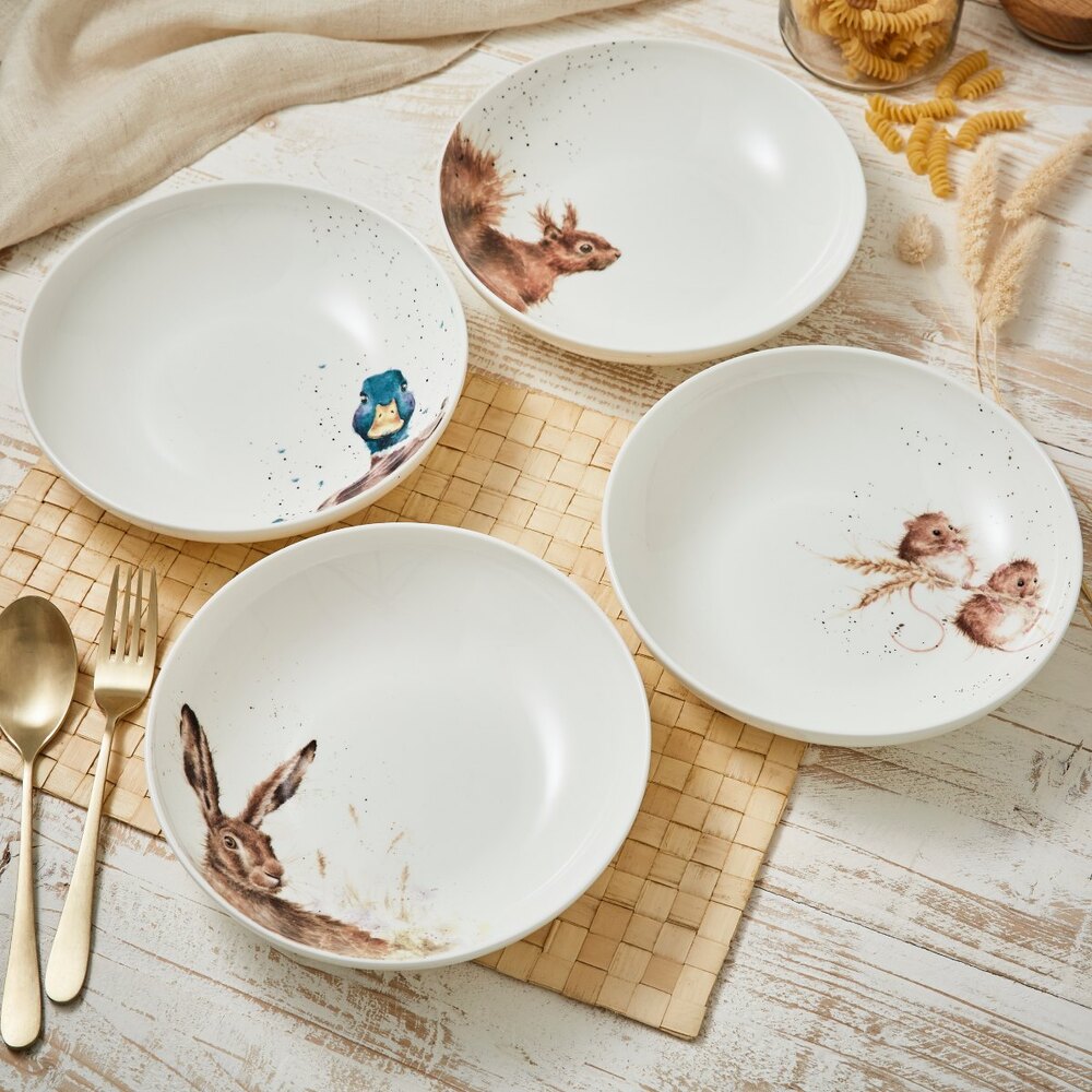 Royal Worcester Wrendale Pasta Bowls - Duck, Hare, Mouse, Squirrel (Set of 4)