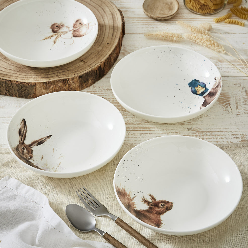 Royal Worcester Wrendale Pasta Bowls - Duck, Hare, Mouse, Squirrel (Set of 4)