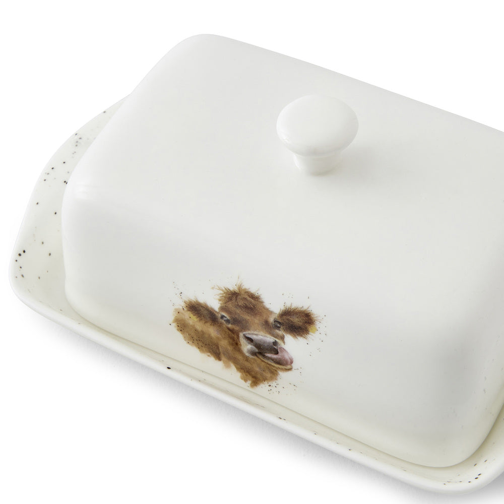 Royal Worcester Wrendale Covered Butter Dish - Mooo