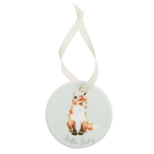 Royal Worcester Wrendale Designs Little Wren Hanging Ornament - Hello Baby Fox & Fawn Double-Sided