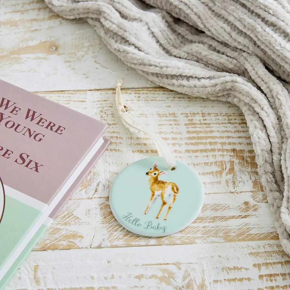 Royal Worcester Wrendale Designs Little Wren Hanging Ornament - Hello Baby Fox & Fawn Double-Sided