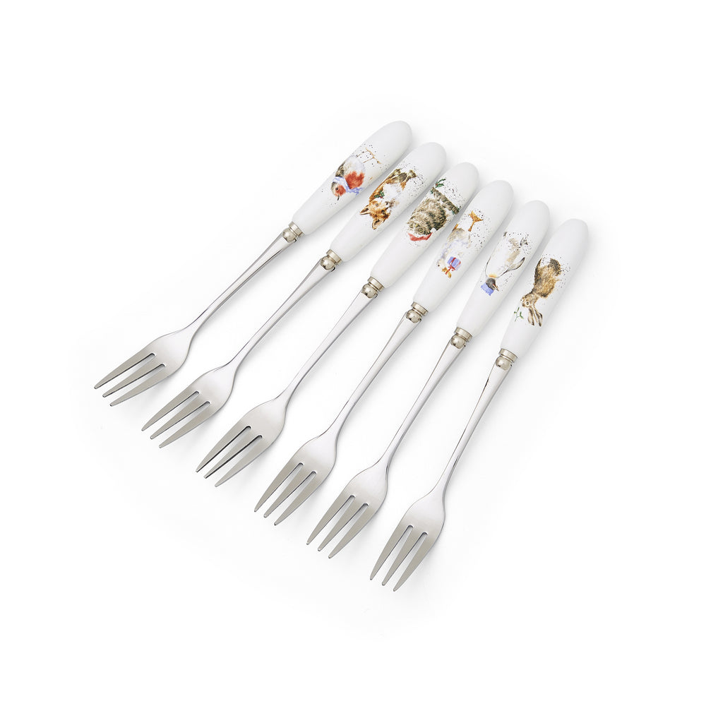 Royal Worcester Wrendale Christmas Pastry Forks - Set Of 6