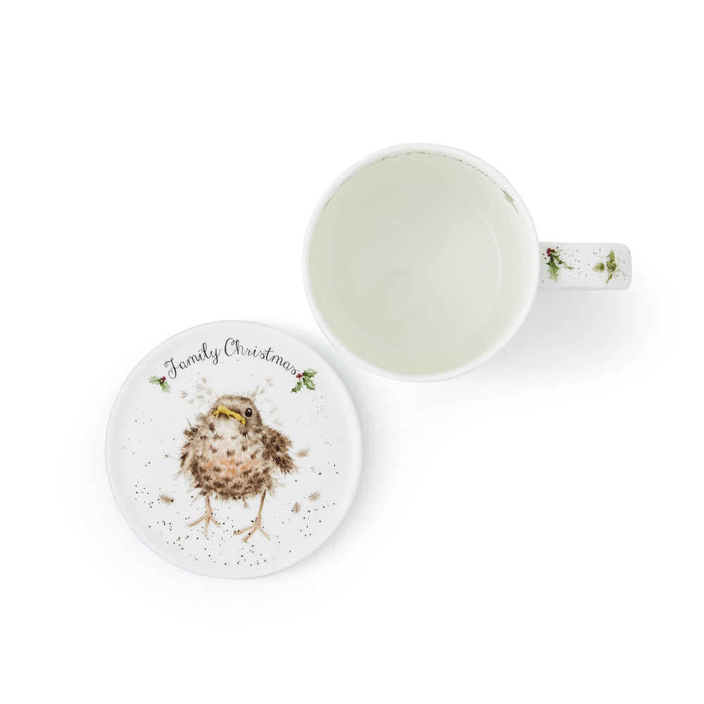 Royal Worcester Wrendale Christmas Mug & Coaster Set - Family Christmas
