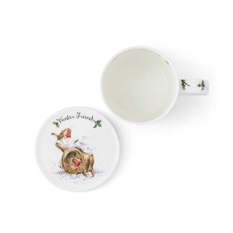 Royal Worcester Wrendale Christmas Mug & Coaster Set - Winter Friends