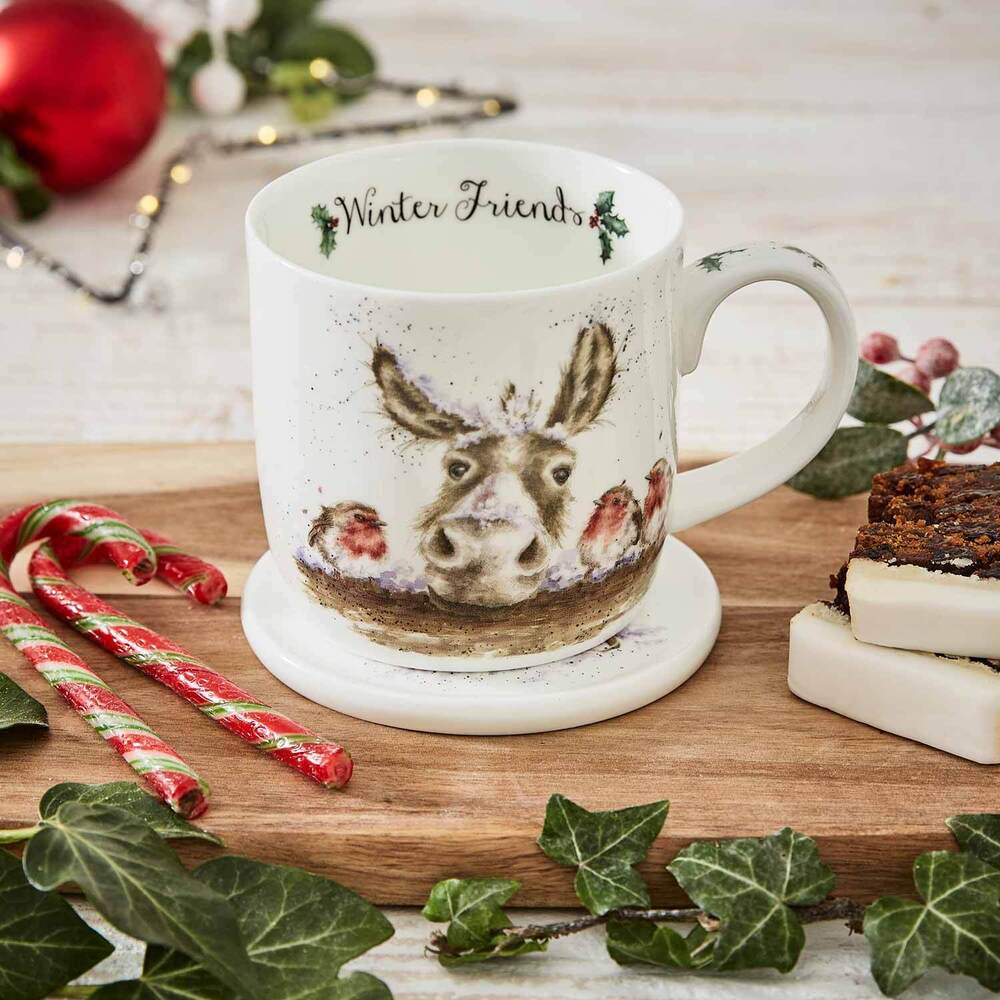Royal Worcester Wrendale Christmas Mug & Coaster Set - Winter Friends