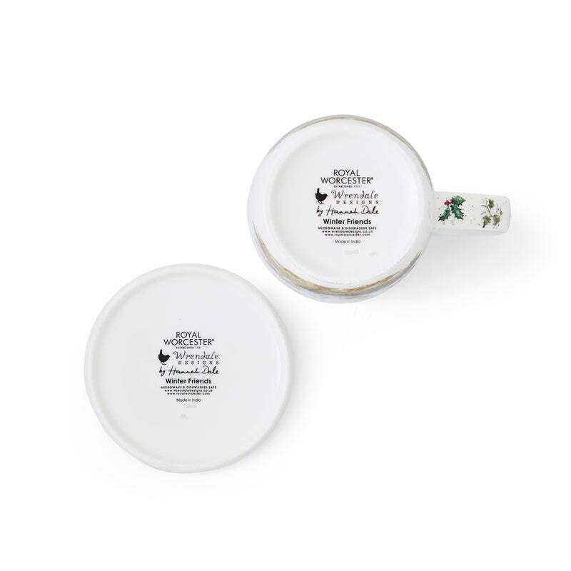 Royal Worcester Wrendale Christmas Mug & Coaster Set - Winter Friends