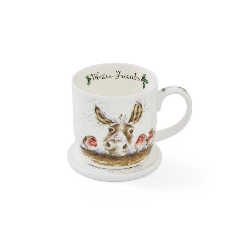 Royal Worcester Wrendale Christmas Mug & Coaster Set - Winter Friends