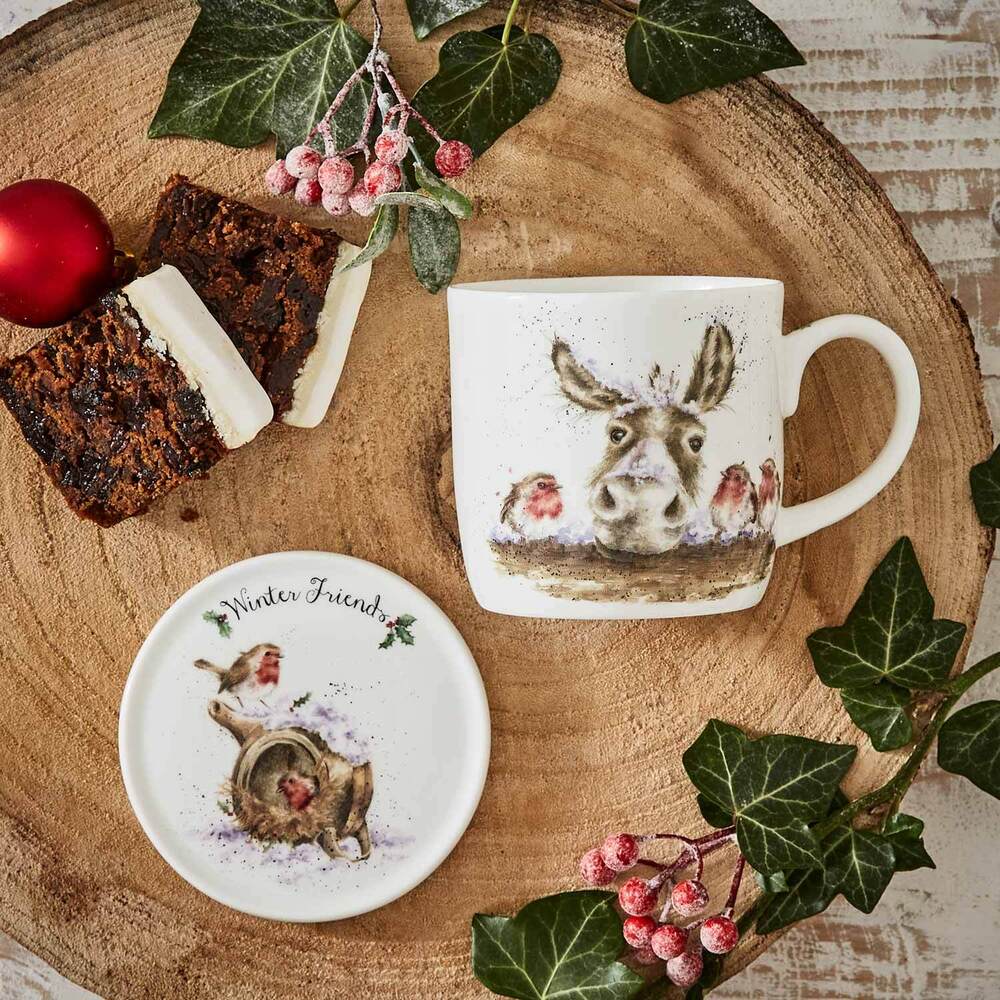 Royal Worcester Wrendale Christmas Mug & Coaster Set - Winter Friends