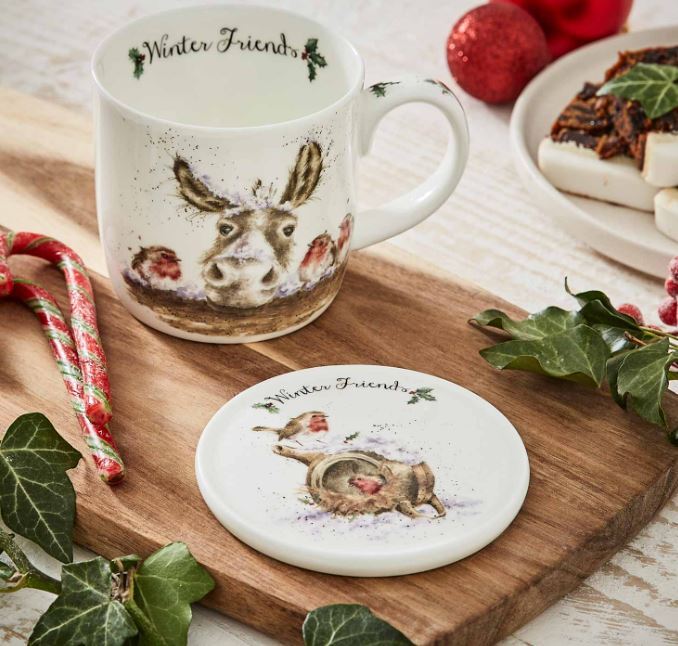 Royal Worcester Wrendale Christmas Mug & Coaster Set - Winter Friends