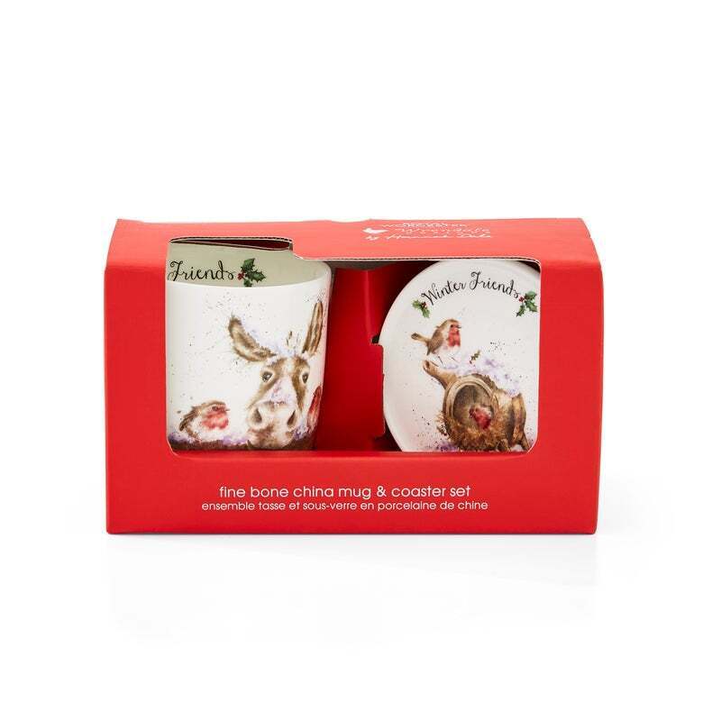 Royal Worcester Wrendale Christmas Mug & Coaster Set - Winter Friends