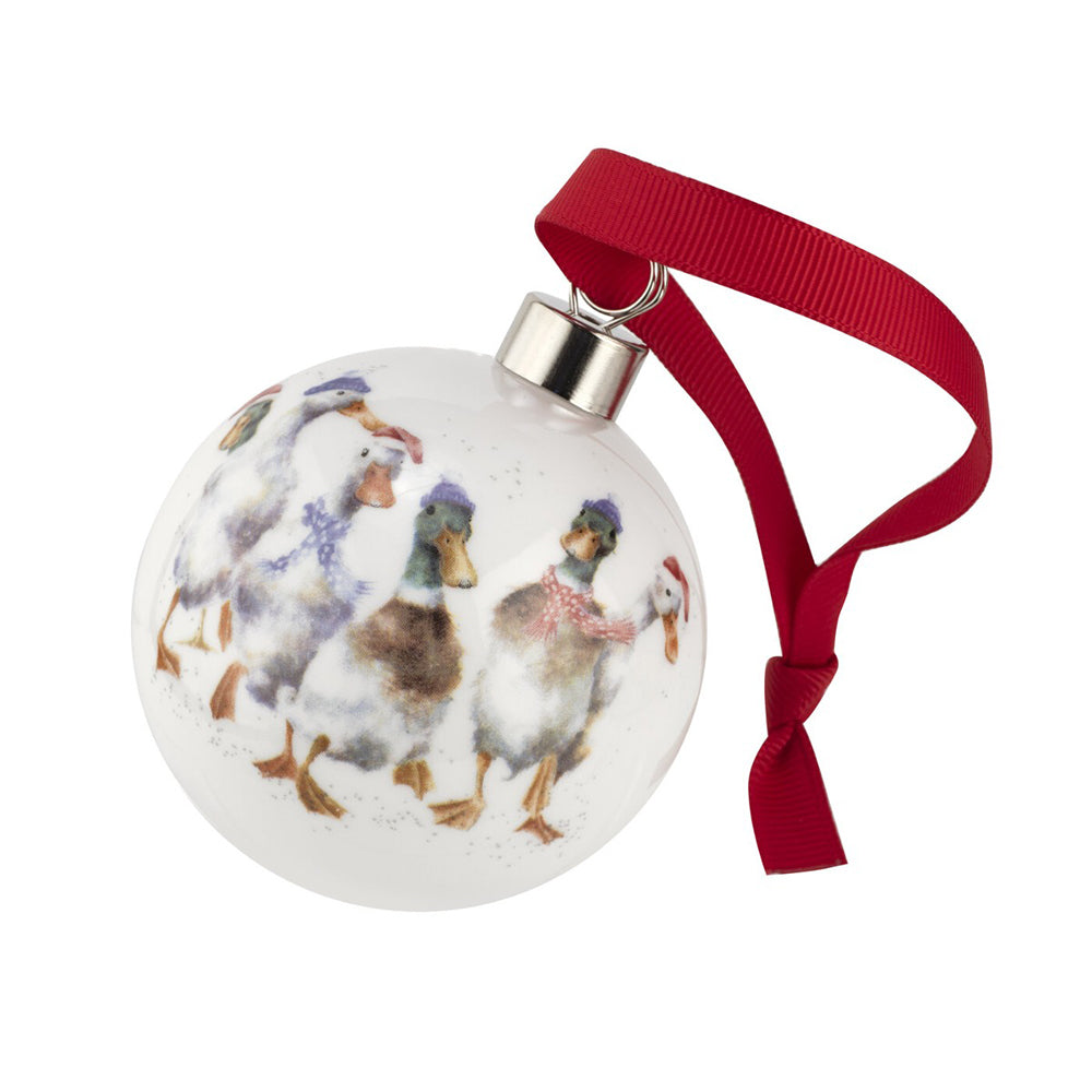 Royal Worcester Wrendale Christmas Bauble - All Wrapped Up