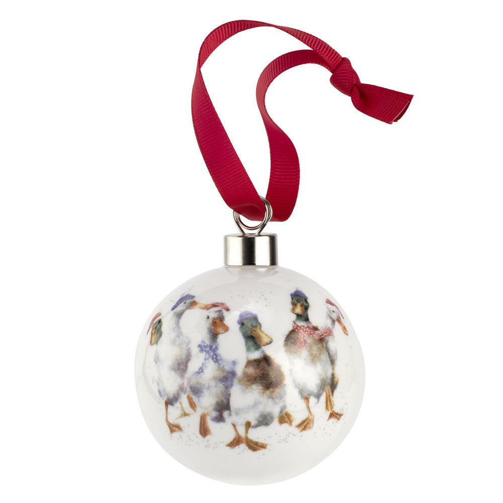Royal Worcester Wrendale Christmas Bauble - All Wrapped Up
