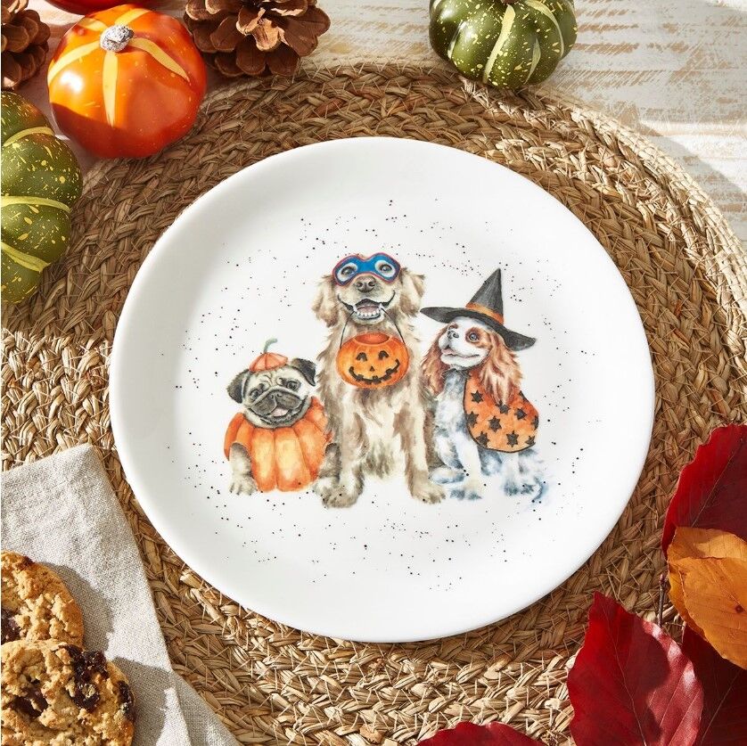 Royal Worcester Wrendale Coupe Plate - 'Trick or Treat' Halloween Dogs