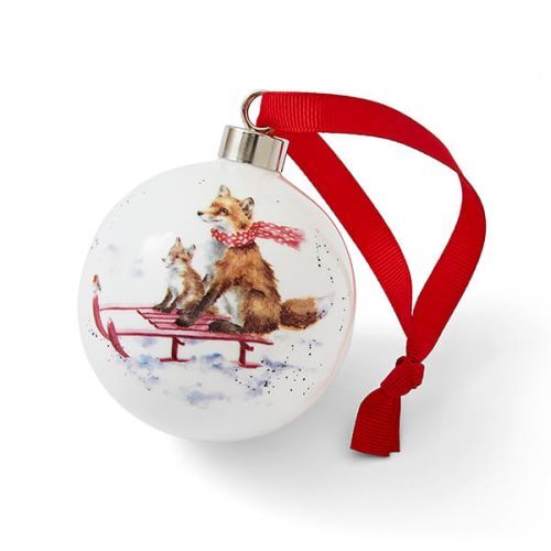 Royal Worcester Wrendale Christmas Bauble - Sleigh Ride