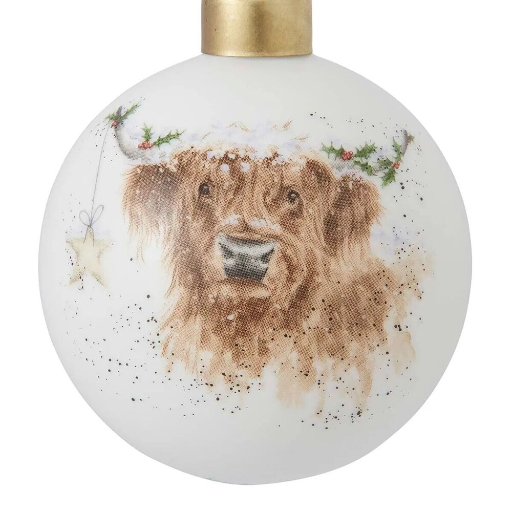 Royal Worcester Wrendale Christmas Bauble - Highland Cow Highland Star