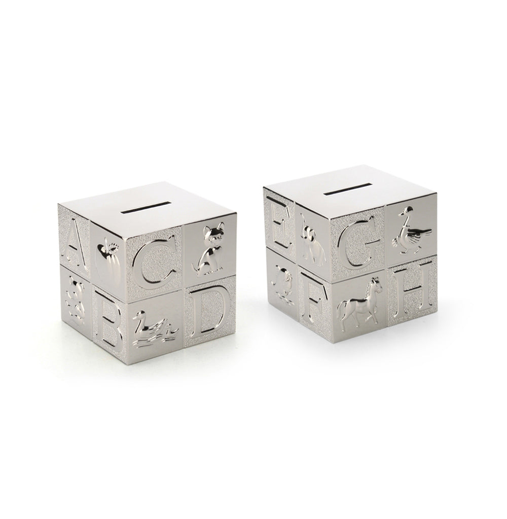Whitehill Baby - Silver Plated Money Box - Alphabet Cube