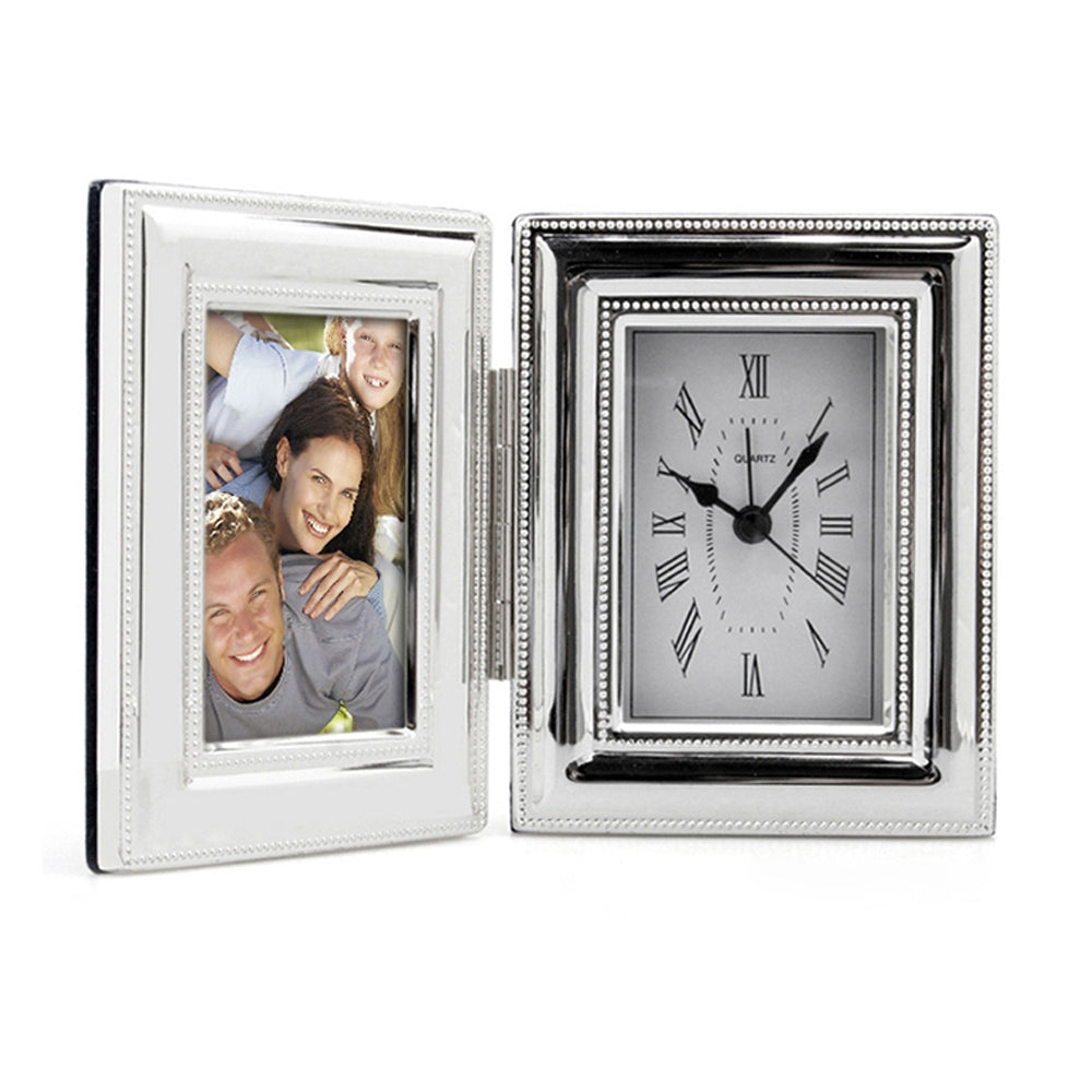Whitehill Studio - Silver Plated Photo Frame/Clock - Beaded 2.5x3.5inch