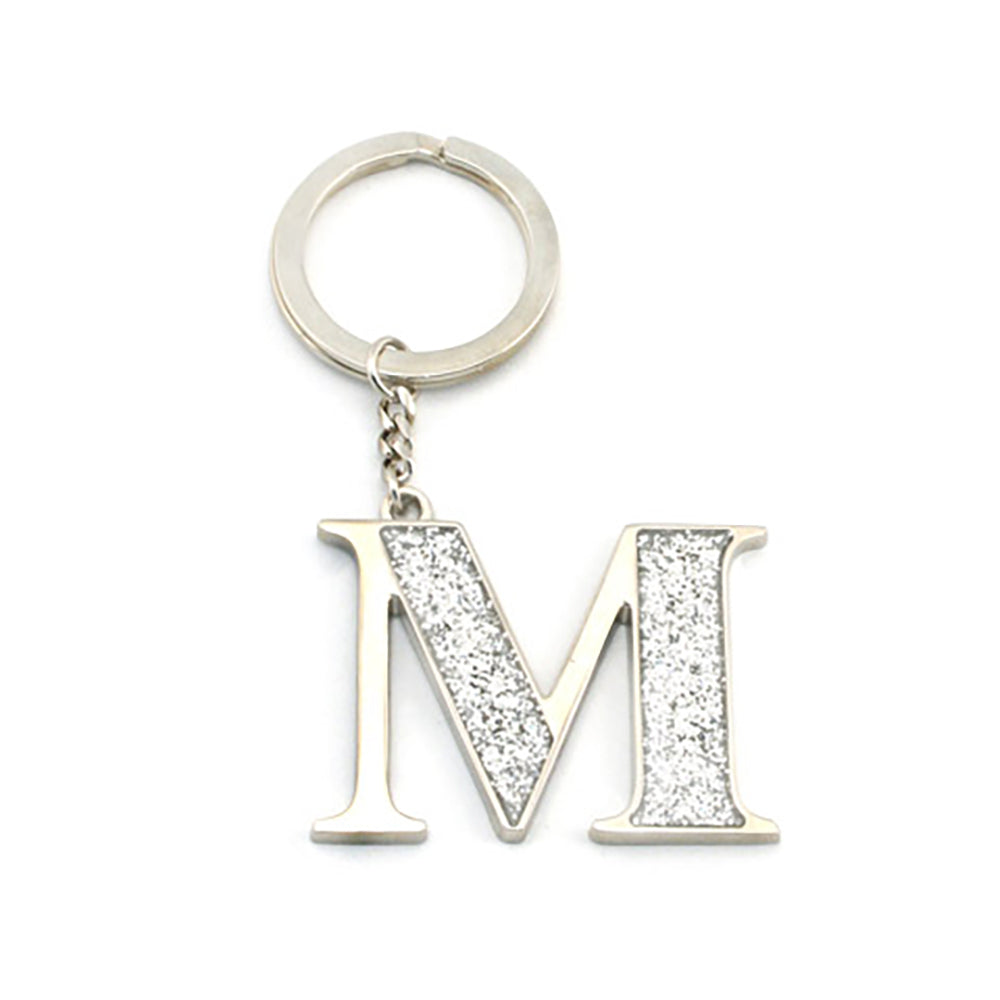 Whitehill Keyrings - Silver Glitter Keyring "M"