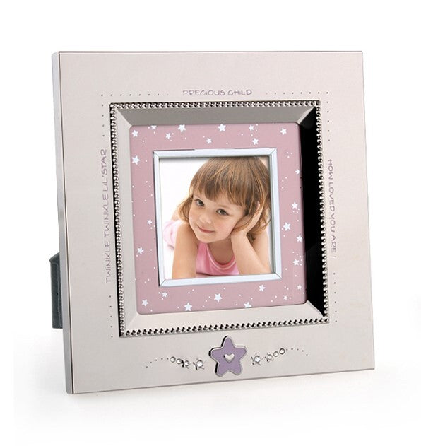 Whitehill Baby - Silver Plated Photo Frame - Pink Star Square