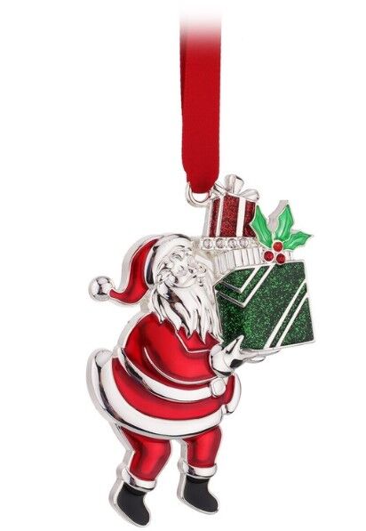 Whitehill Christmas - Santa With Giftbox Hanging Ornament