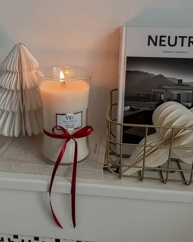 WoodWick Candle - Large White Teak