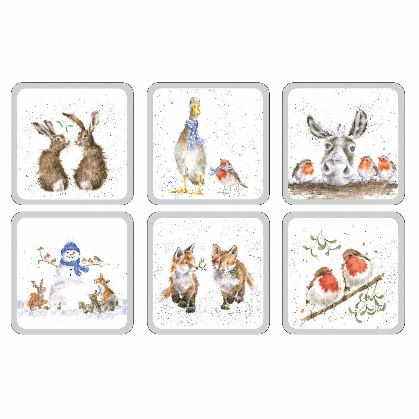 Royal Worcester Wrendale Christmas Coasters - Woodland Animals (Set of 6)
