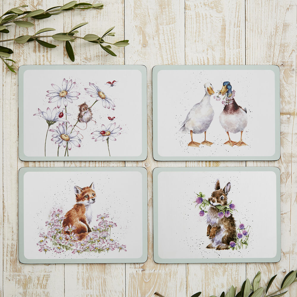 Wrendale Designs by Pimpernel Placemats - 'Wildflower' Animal Set of 4 Regular