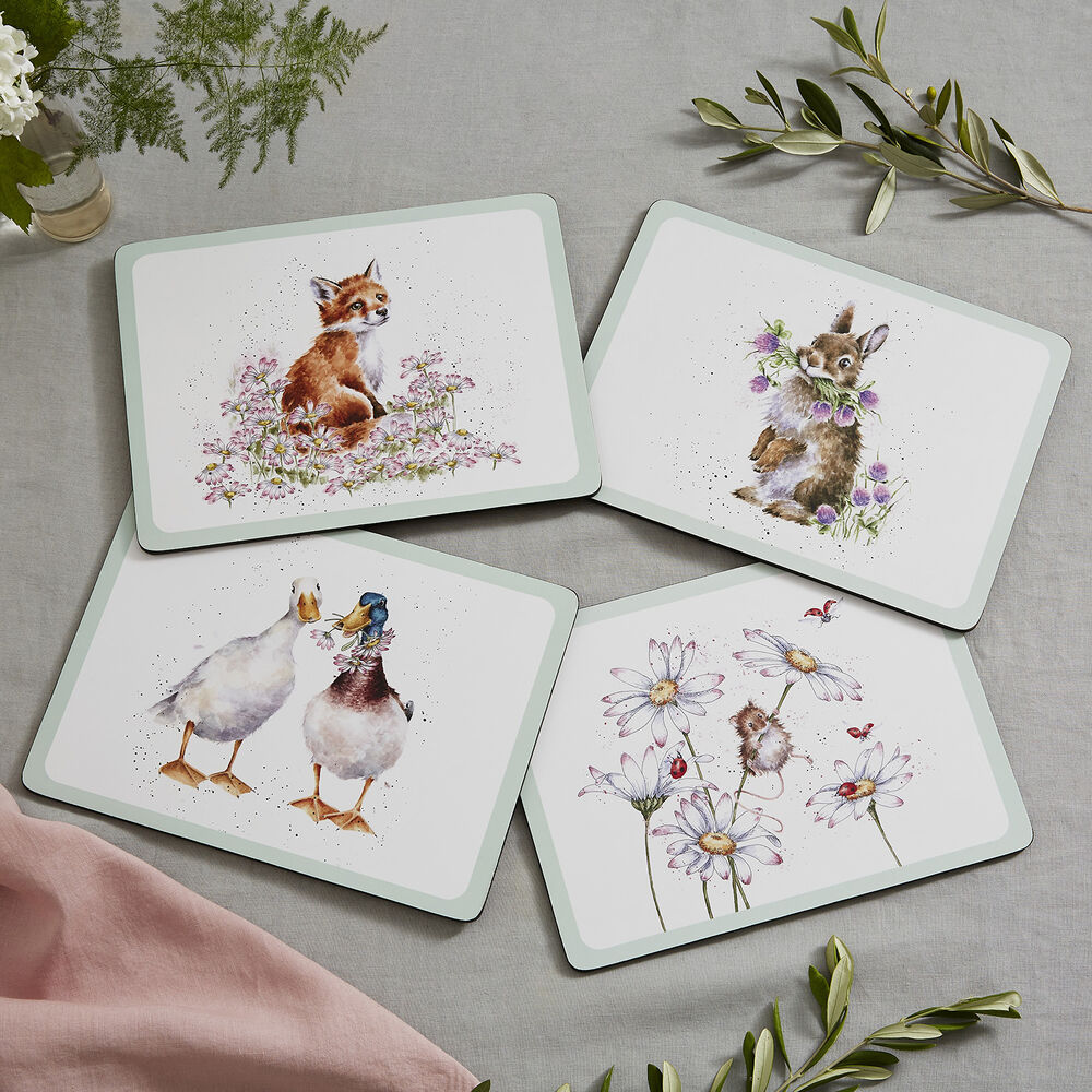 Wrendale Designs by Pimpernel Placemats - 'Wildflower' Animal Set of 4 Regular