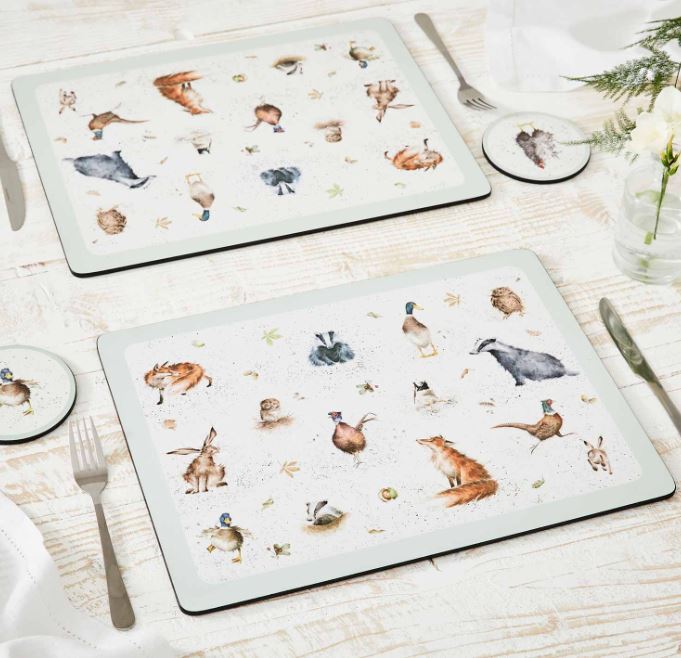 Wrendale Designs by Pimpernel Placemats - Woodland Animals Set of 4 Large