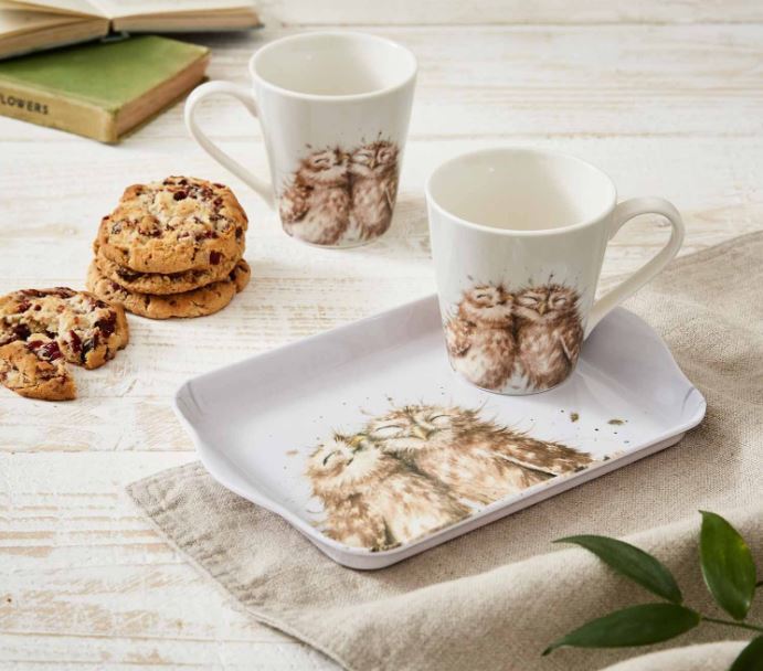 Wrendale Designs by Pimpernel Mug and Tray Set - Owls