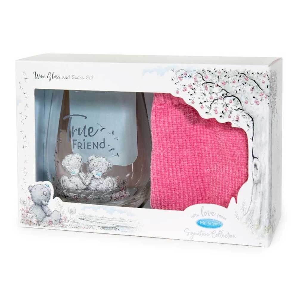 Tatty Teddy Me To You Socks & Wine Glass Gift Set - True Friend